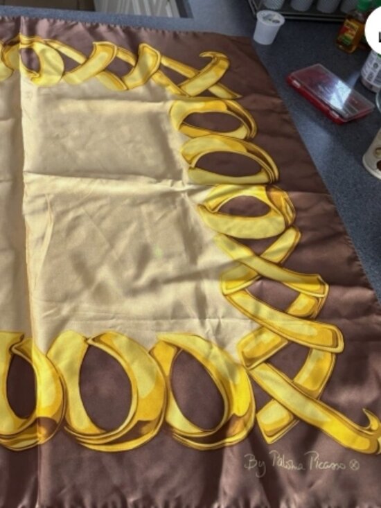 Paloma Picasso Accessories - Vintage Paloma Picasso Brown and Gold Scarf